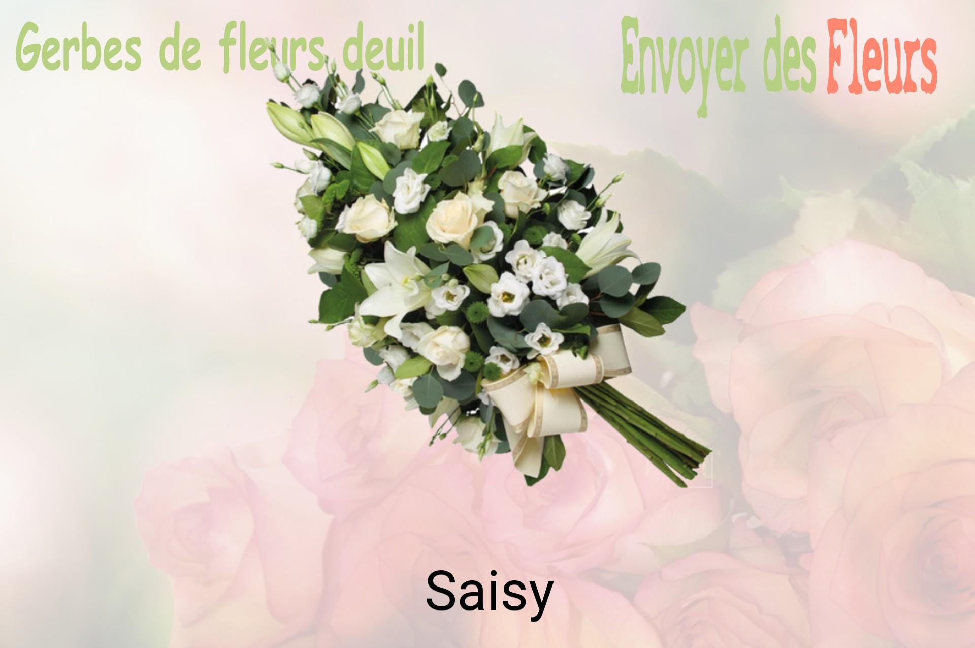 Gerbe de fleurs de deuil livrée à Saisy